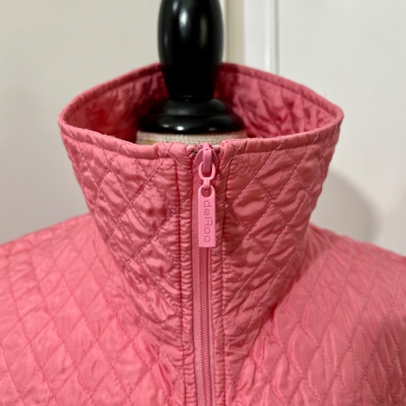 Debra DeRoo quilted 100% silk lightweight pink vest Size XL w/down/high collar - Picture 11 of 14